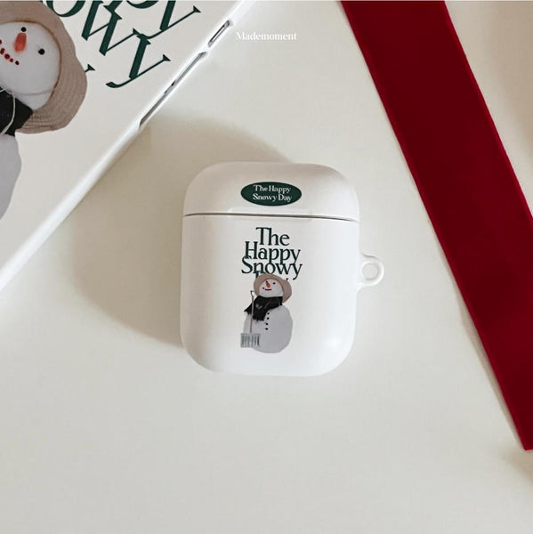 [Mademoment] Happy Snowy Lettering Design Airpods Case