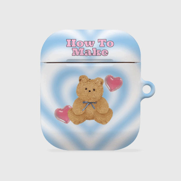 [THENINEMALL] Ribbon Teddy Gummy AirPods Hard Case