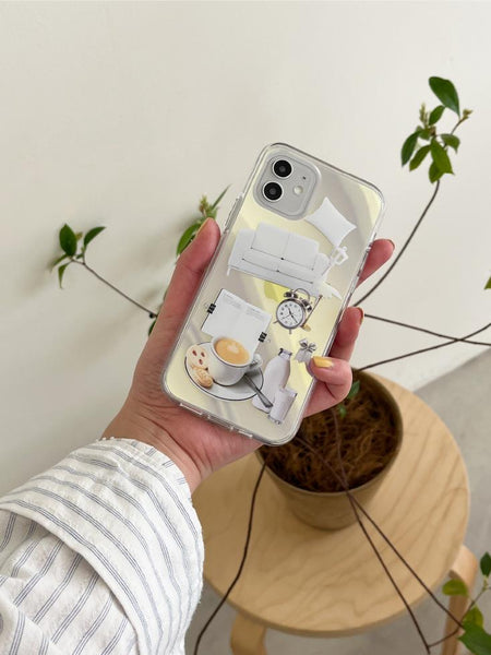 [Mademoment] Home Sticker 디자인 Glossy Mirror Phone Case