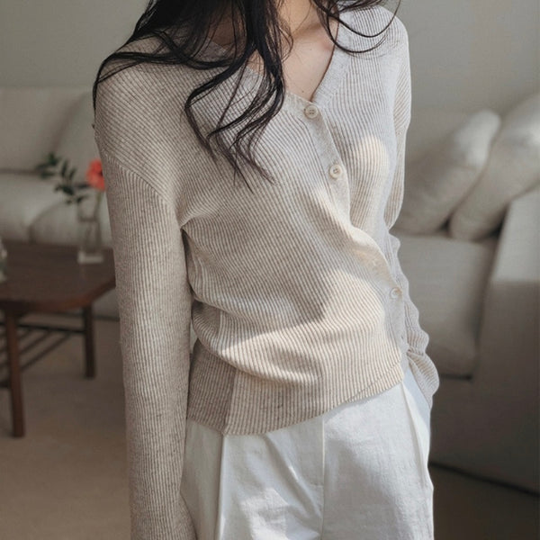 [SLOWAND] Thin-fit Slim Wrap Cardigan