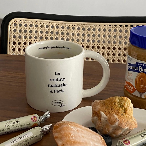 [D.U.OBJET] French Lettering Big Mug (La routine matinale à paris) 480ml