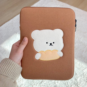 [BAMTOREE] Cookie Bear Laptop Case/ Ipad Pouch (Brown)