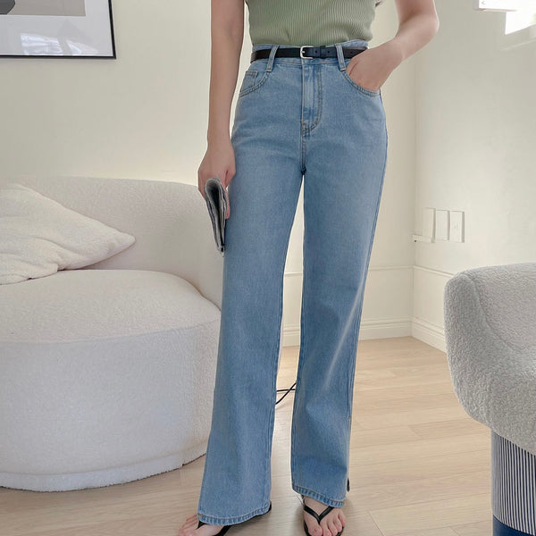 [Luvchell] [MADE, LVCL] High Waist Wide Split Denim Pants (+Long)