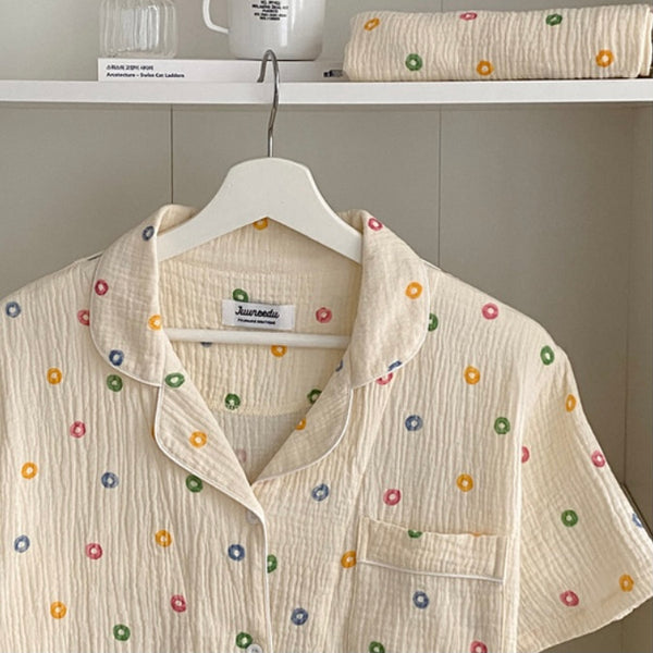 [Juuneedu] Milk Cereal Cotton Short Sleeve Pyjamas