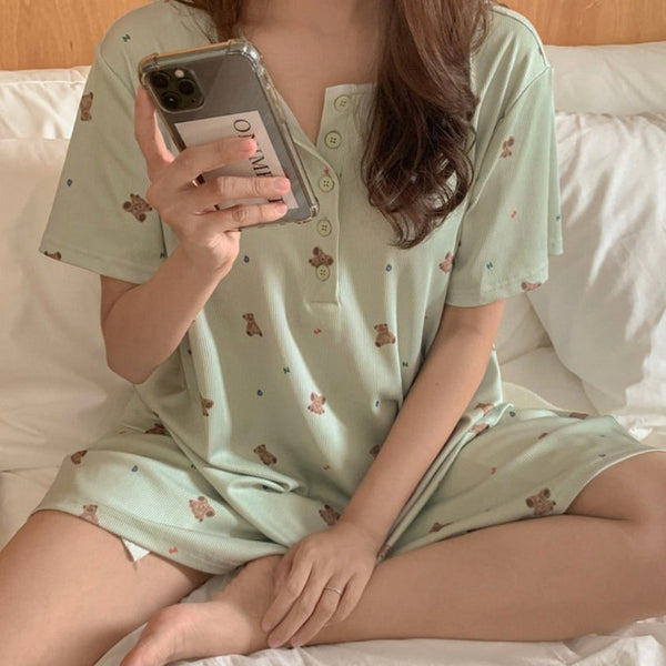 [Juuneedu] J'eu Lettering Bear Pajama Set