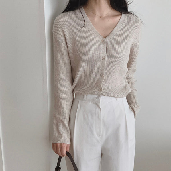 [SLOWAND] Thin-fit Slim Wrap Cardigan