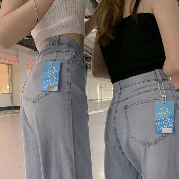 [qnigirls] Cooling Banding Long Wide Denim Pants