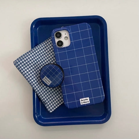 [midmaly] Vivid Blue Check Phone Case