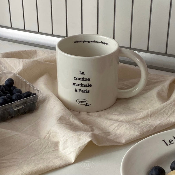 [D.U.OBJET] French Lettering Big Mug (La routine matinale à paris) 480ml