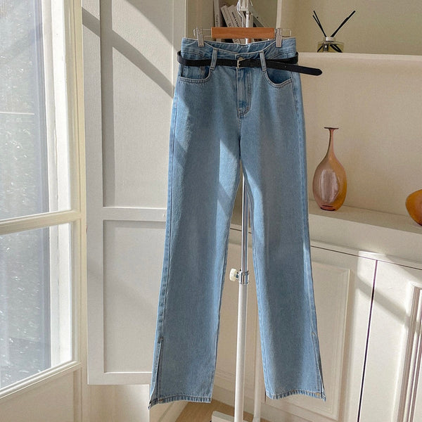 [Luvchell] [MADE, LVCL] High Waist Wide Split Denim Pants (+Long)