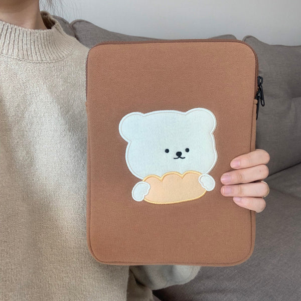 [BAMTOREE] Cookie Bear Laptop Case/ Ipad Pouch (Brown)