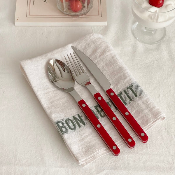 [SABRE PARIS] Dinner Cutlery (Ivory/ Burgundy)