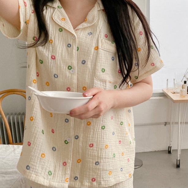[Juuneedu] Milk Cereal Cotton Short Sleeve Pyjamas