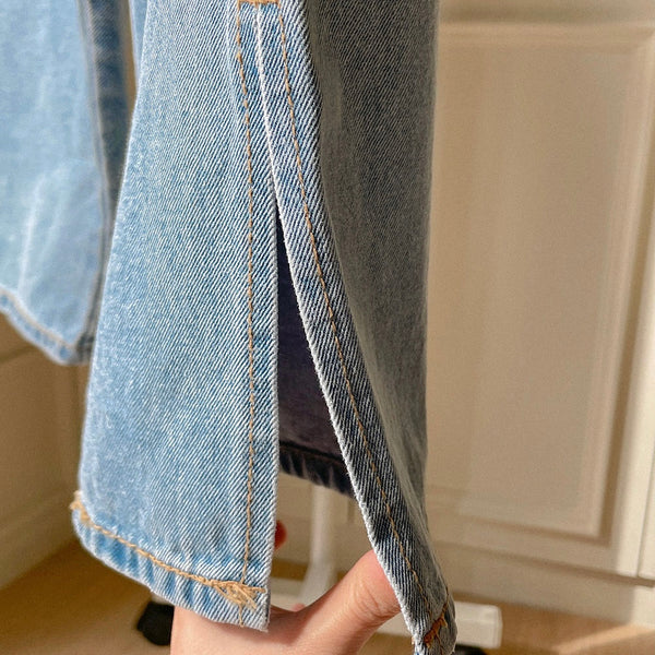 [Luvchell] [MADE, LVCL] High Waist Wide Split Denim Pants (+Long)