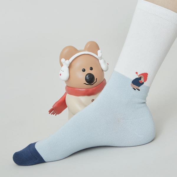 [Dinotaeng] Marshville Snow Fight Single Socks WH