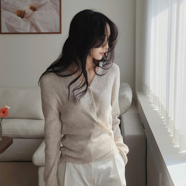 [SLOWAND] Thin-fit Slim Wrap Cardigan