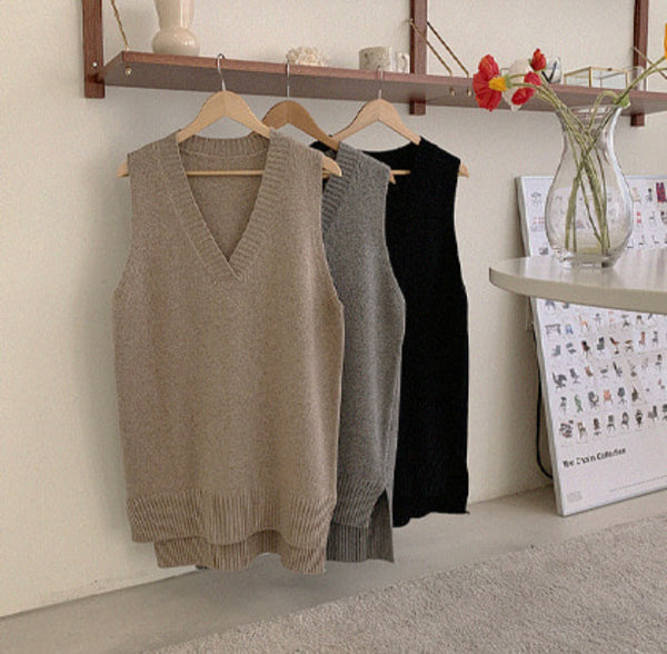 [EVERY MORNING] Long Knit Vest