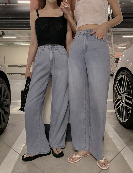 [qnigirls] Cooling Banding Long Wide Denim Pants