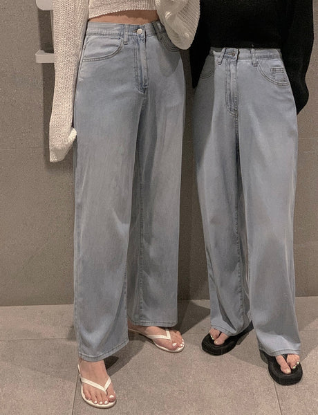 [qnigirls] Cooling Banding Long Wide Denim Pants