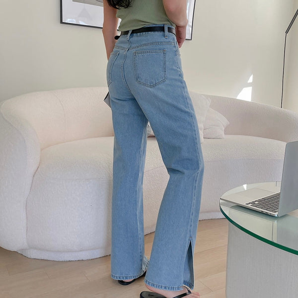 [Luvchell] [MADE, LVCL] High Waist Wide Split Denim Pants (+Long)