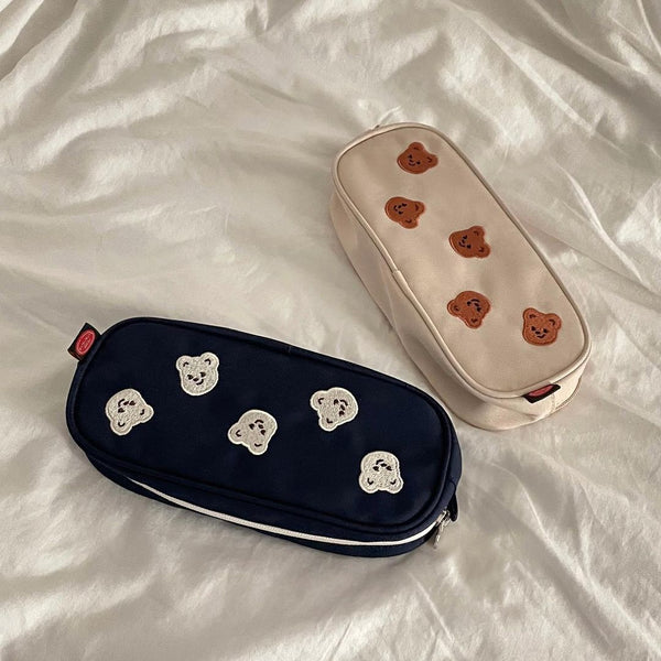 [pureureum design] Cupid Bear Pencil Pouch (Beige/ Navy)