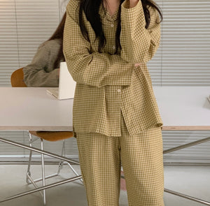 [Juuneedu] Slow Gingham Check Long Sleeve Pyjamas