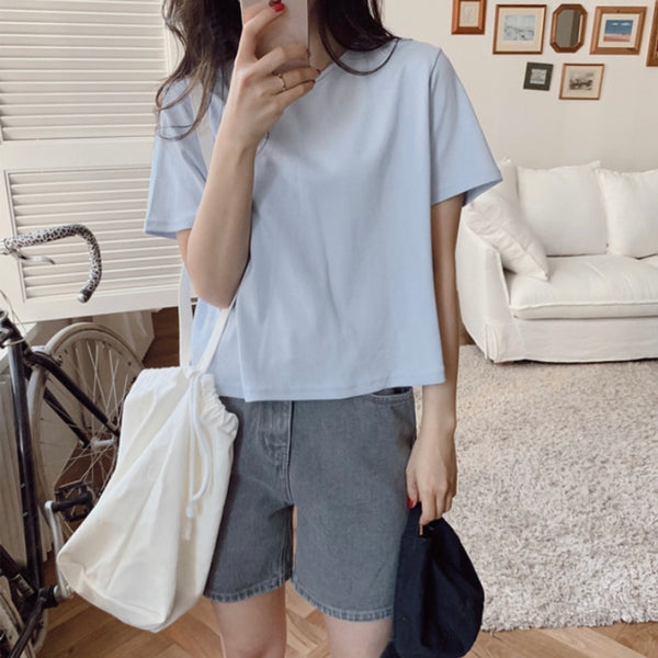 [SLOWAND] Summer Semi-crop T-shirt (7 colours)