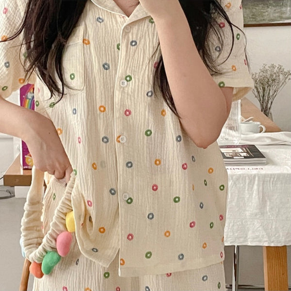 [Juuneedu] Milk Cereal Cotton Short Sleeve Pyjamas
