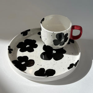 [Mellowpottery] Black Flower Plate/ Mug