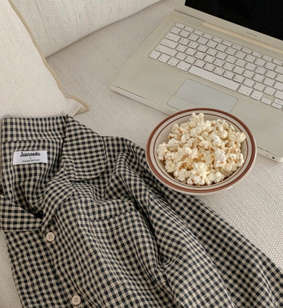 [Juuneedu] Slow Gingham Check Long Sleeve Pyjamas