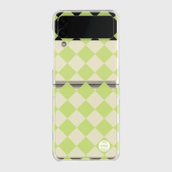 [THENINEMALL] Lime Checkerboard Clear Phone Case (3 types)