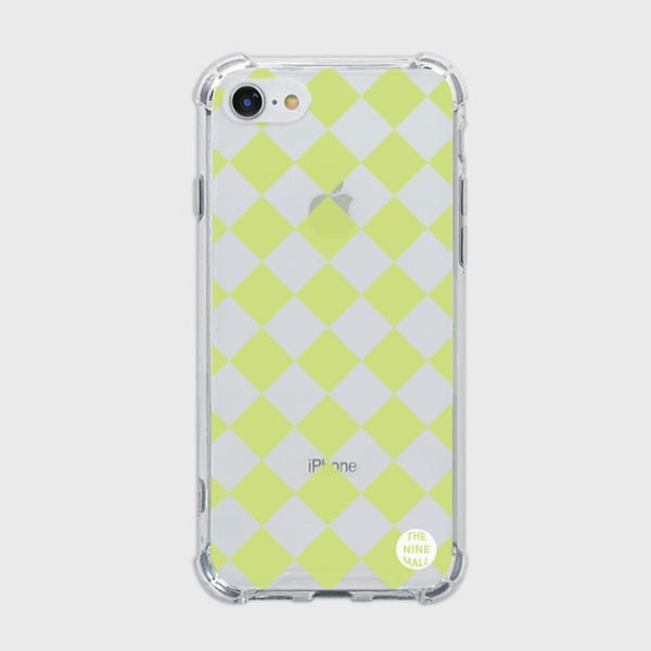 [THENINEMALL] Lime Checkerboard Clear Phone Case (3 types)