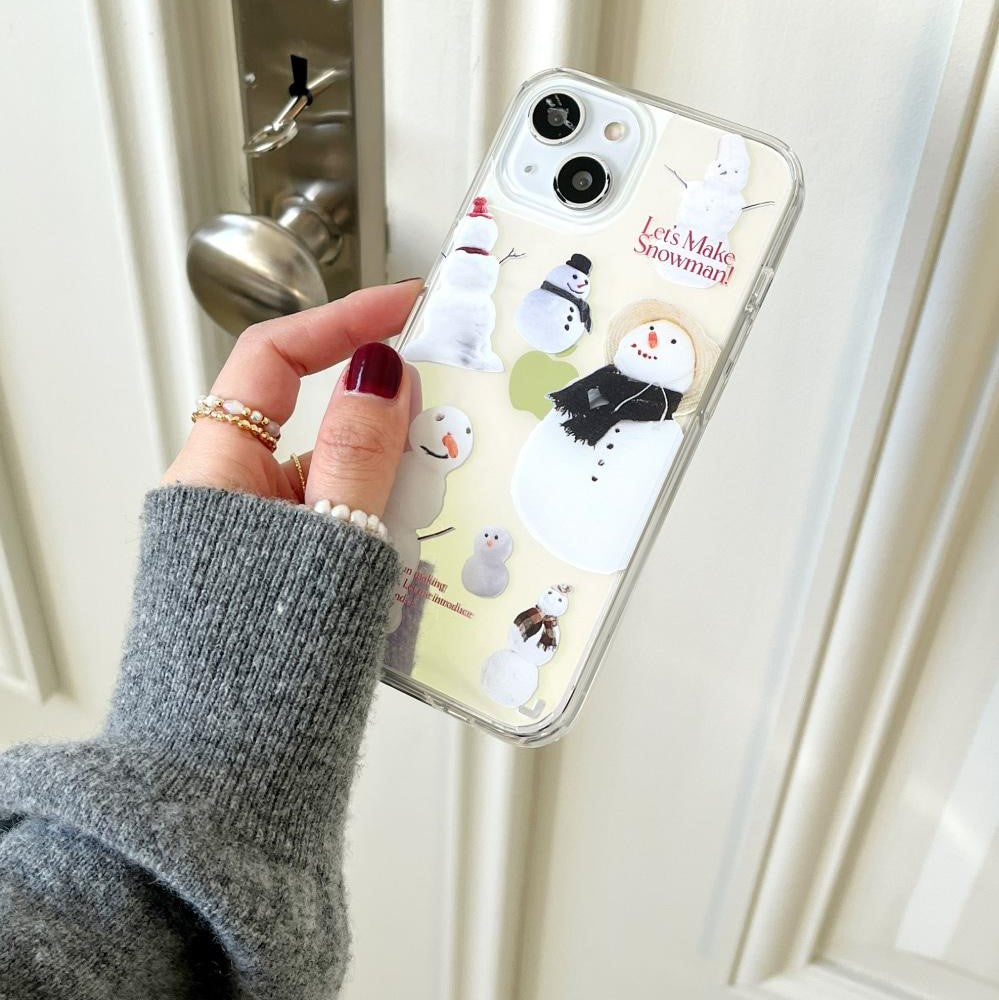 [Mademoment] Make Snowman Design Glossy Mirror Phone Case