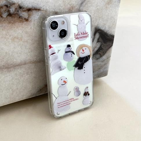 [Mademoment] Make Snowman Design Glossy Mirror Phone Case