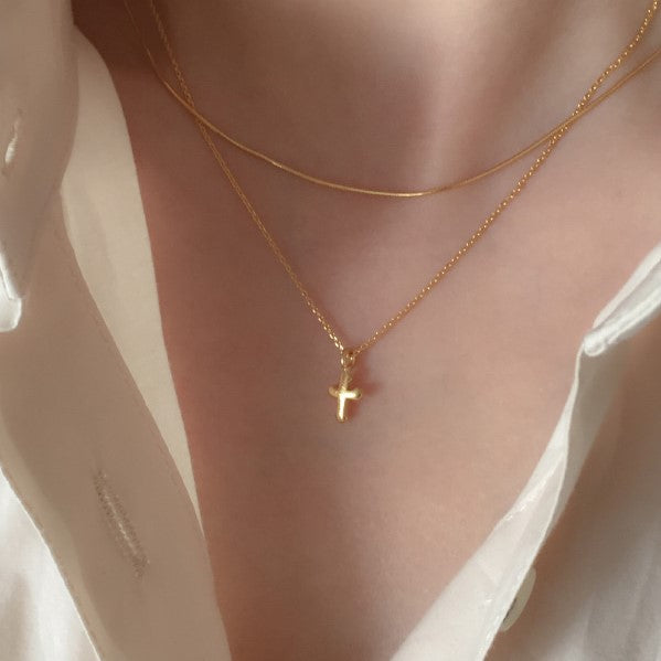 [moat] Mini Cross Necklace (silver925)