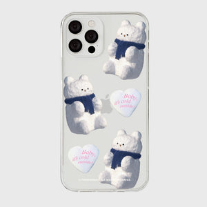 [THENINEMALL] Pattern Gummy Snowman Clear Phone Case (3 types)