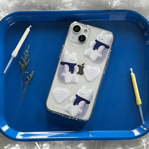[THENINEMALL] Pattern Gummy Snowman Clear Phone Case (3 types)