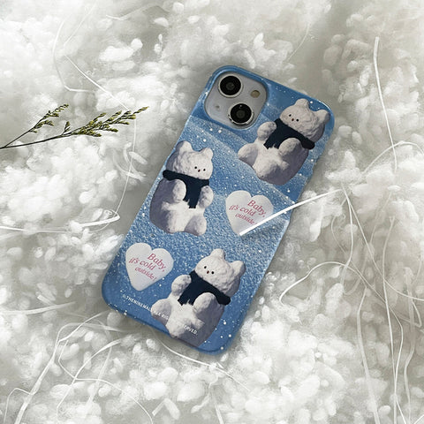 [THENINEMALL] Pattern Gummy Snowman Hard Phone Case (2 types)