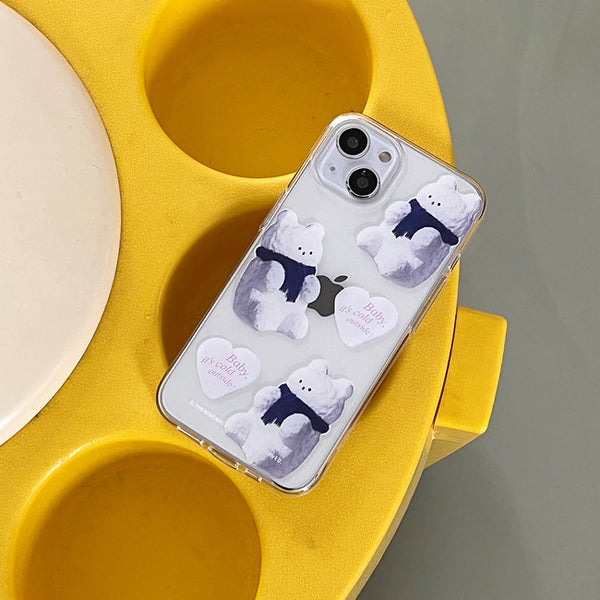 [THENINEMALL] Pattern Gummy Snowman Clear Phone Case (3 types)