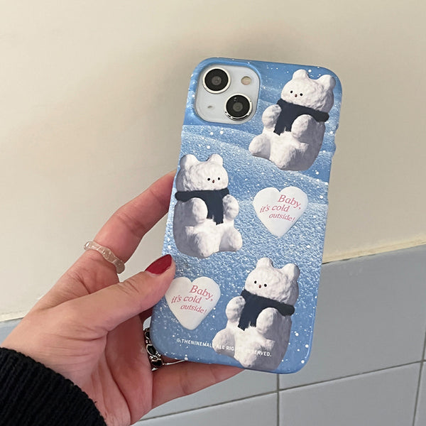 [THENINEMALL] Pattern Gummy Snowman Hard Phone Case (2 types)