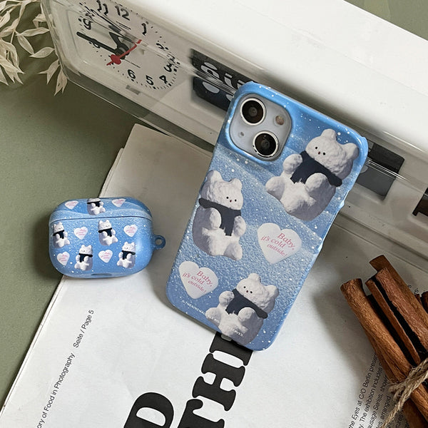 [THENINEMALL] Pattern Gummy Snowman Hard Phone Case (2 types)