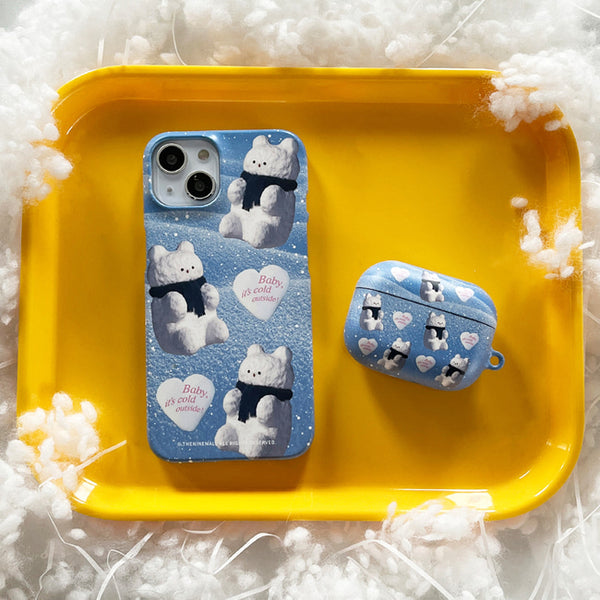 [THENINEMALL] Pattern Gummy Snowman AirPods Hard Case