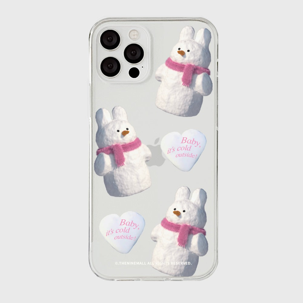 [THENINEMALL] Pattern Windy Snowman Clear Phone Case (3 types)