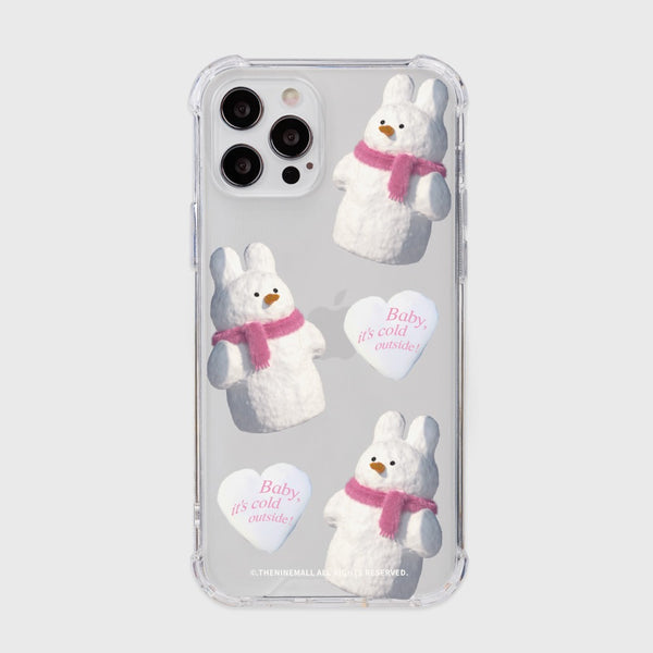 [THENINEMALL] Pattern Windy Snowman Clear Phone Case (3 types)