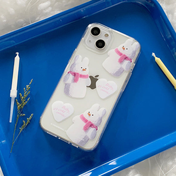 [THENINEMALL] Pattern Windy Snowman Clear Phone Case (3 types)