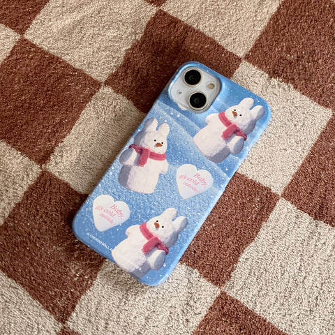 [THENINEMALL] Pattern Windy Snowman Hard Phone Case (2 types)