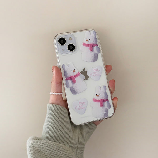 [THENINEMALL] Pattern Windy Snowman Clear Phone Case (3 types)