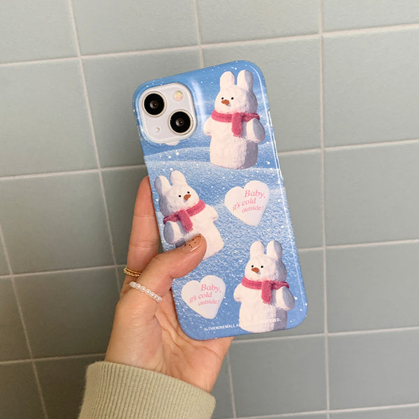 [THENINEMALL] Pattern Windy Snowman Hard Phone Case (2 types)