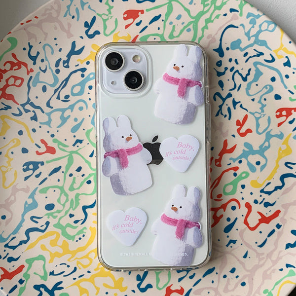 [THENINEMALL] Pattern Windy Snowman Clear Phone Case (3 types)