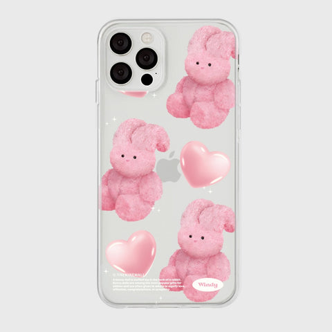 [THENINEMALL] Pink Heart Toy Windy Clear Phone Case (3 types)